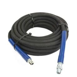 Steel Braid Black Rubber Pressure Washer Hose, 3/8" X 50 Ft With 3/8" MNPT Fittings, 4000 PSI