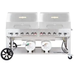 Crown Verity CCB-72RDP 72in Outdoor Club Grill With 2 Horizontal Propane Tanks And Roll Dome Package