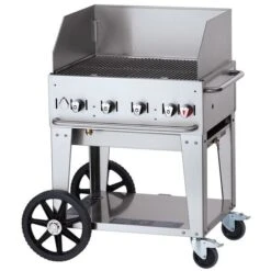 Crown Verity CV-MCB-30WGP-NG Natural Gas 30in Mobile Outdoor Grill With Wind Guard Package