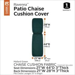 Water-Resist 72x21x3" Patio Chaise Lounge Cushion Cover, Mallard Green -3M Shop Classic20Accessories 60xx380xx011101xxRTxx2xx54c643