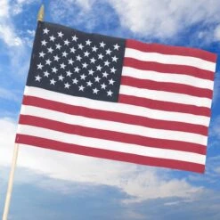 American Single Cotton Stick Flag With Spear 8"x12"