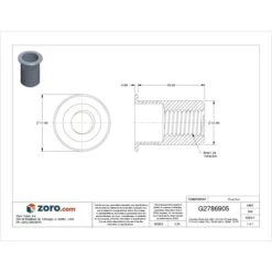 Knurled Rivet Nut, M8-1.25 Dia./Thread Size, 17.4 Mm Head Dia., 20.45 Mm L, Steel, 10 PK -3M Shop Grainger 2dCAD2023xxg2786905