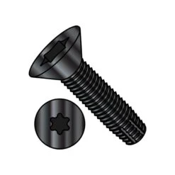 Thread Cutting Screw, 3/8"-16 X 2 In, Black Phosphate Steel Flat Head Torx Drive, 400 PK