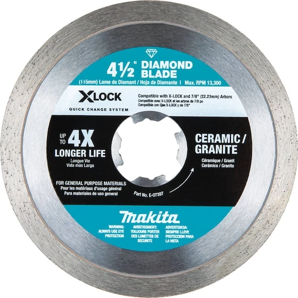Makita X-LOCK 4 1/2" Continuous Rim Diamond Bla 1 Makita X-LOCK 4 1/2" Continuous Rim Diamond Bla