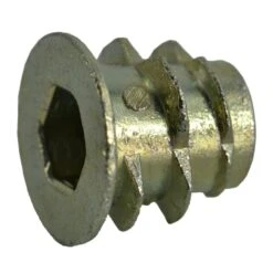 Hex Drive Threaded Insert, M5-0.80 Int Thrd Sz, 10 Mm L, Zinc Alloy, 12 PK