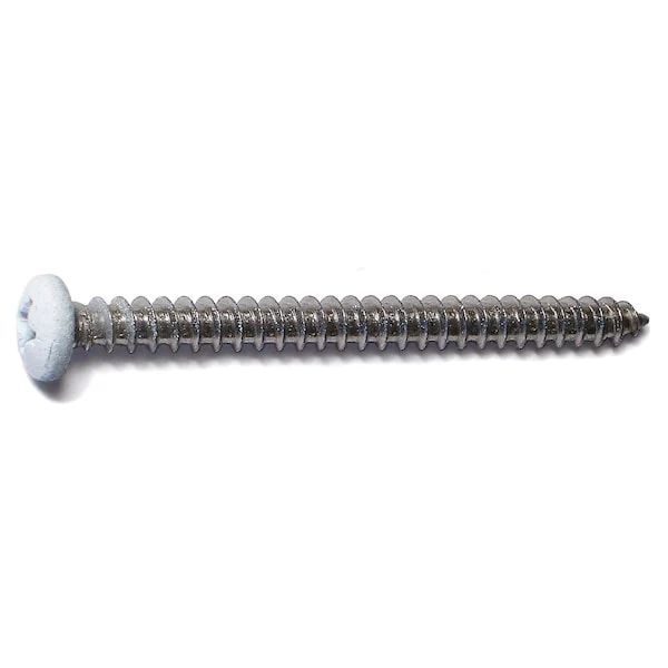 Sheet Metal Screw, #8 X 2 In, Painted 18-8 Stainless Steel Pan Head Phillips Drive, 12 PK 1 Sheet Metal Screw, #8 X 2 In, Painted 18-8 Stainless Steel Pan Head Phillips Drive, 12 PK