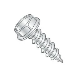 Sheet Metal Screw, #8 X 3/4 In, Zinc Plated Steel Hex Head Slotted Drive, 50 PK