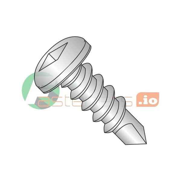 Self-Drilling Screw, #6 X 3/8 In, Plain 410 Stainless Steel Pan Head Square Drive, 3000 PK 1 Self-Drilling Screw, #6 X 3/8 In, Plain 410 Stainless Steel Pan Head Square Drive, 3000 PK