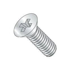 #8-32 X 1-1/4 In Phillips Flat Machine Screw, Zinc Plated Steel, 100 PK