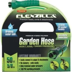 0.62 X 50 In. Garden Hose With Swivel Grip Connections, Green