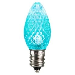 0.96 Watt 120V C7 Faceted LED Teal Twinkle Bulb With Nickel Base 25 Per Bag
