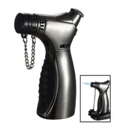 Cuire Gunmetal & Black Jet Flame Table Cigar Lighter