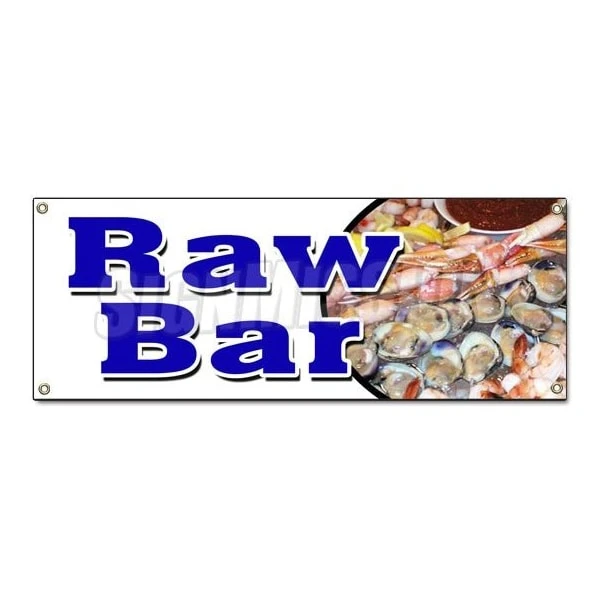 RAW BAR BANNER SIGN Clams Oysters Beer Fresh Cold Sushi Cocktails 1 RAW BAR BANNER SIGN Clams Oysters Beer Fresh Cold Sushi Cocktails