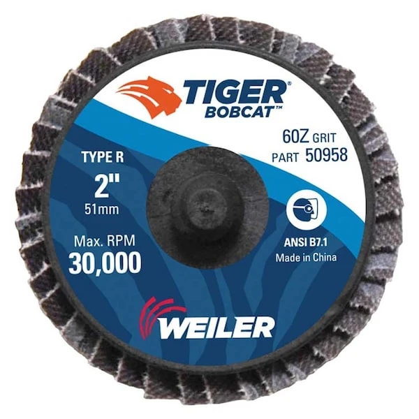 2" BobCat Mini Abrasive Flap Disc, Flat (TY27), Type R Mount, 60Z 1 2" BobCat Mini Abrasive Flap Disc, Flat (TY27), Type R Mount, 60Z