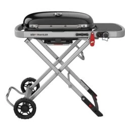 Weber Traveler Portable Gas Grill, 13,000 Btuhr, Liquid Propane, 1Burner, Side Shelf Included Yes