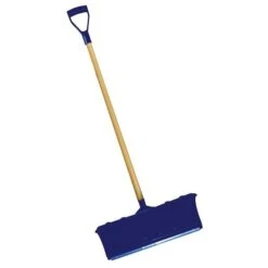 Snow Shovel, 42 In Wood D-Grip Handle, Poly Blade Material, 22 1/4 In Blade Width