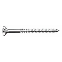 Wood Screw, #6, 1-1/2 In, Zinc Plated Steel Flat Head Phillips Drive, 200 PK