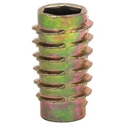 Hex Drive Threaded Insert, 5/16"-18 Int Thrd Sz, 63/64 In L, 9/16 In Dia., Zinc Alloy, Plain, 50 PK
