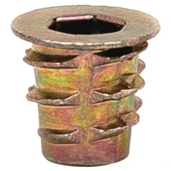 Hex Drive Threaded Insert, #10-24 Int Thrd Sz, 7/16 In L, 7/16 In Dia., Zinc Alloy, Plain, 50 PK
