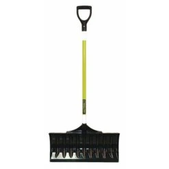 Snow Shovel, 45 In Fiberglass D-Grip Handle, Poly Blade Material, 24 In Blade Width