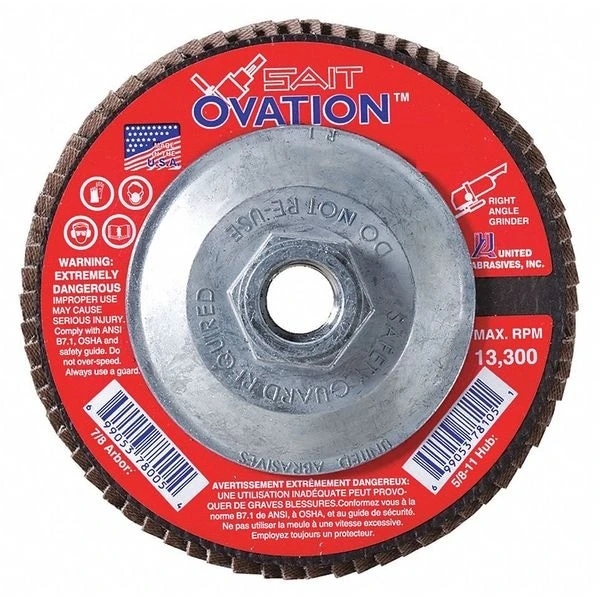 SAIT 78126 Ovation® High Density Fiberglass Backed Flap Disc (Type 27) 5" X 5/8"-11, 40 Grit, 10-Pack 1 SAIT 78126 Ovation® High Density Fiberglass Backed Flap Disc (Type 27) 5" X 5/8"-11, 40 Grit, 10-Pack
