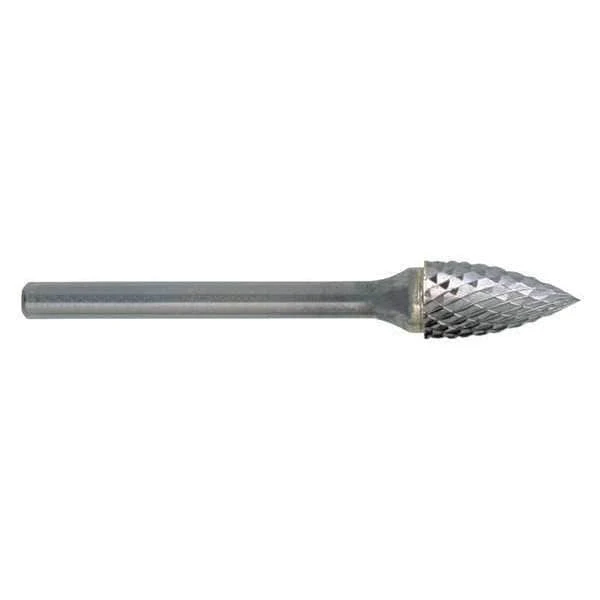Carbide Bur, 1849 SG-1 CLE-SG Pointed Tree Bur Double Cut 1/4"x1/4" Hardened Steel Shank 1 Carbide Bur, 1849 SG-1 CLE-SG Pointed Tree Bur Double Cut 1/4"x1/4" Hardened Steel Shank