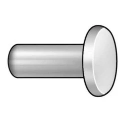 Solid Rivet, Flat Head, 0.1875 In Dia., 0.5 In L, Aluminum Body, 100 PK