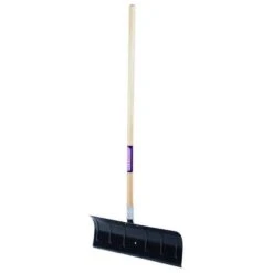 Snow Shovel, 49 1/2 In Wood Straight Handle, Carbon Steel Blade Material, 24 In Blade Width