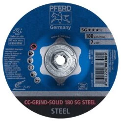 Depressed Center Wheels, Type 27, 7 In Dia, 1/8" Thick, 5/8"-11 Arbor Hole Size, Ceramic