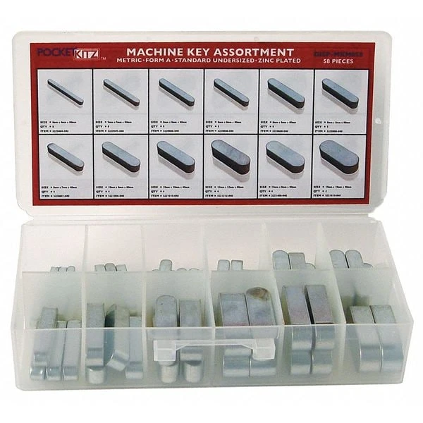 Key Stock Assortment, Zinc, 58 Pieces 1 Key Stock Assortment, Zinc, 58 Pieces