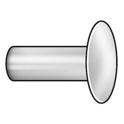 Semi-Tubular Rivet, Truss Head, 3/16 In Dia., 1/4 In L, Stainless Steel Body, 50 PK