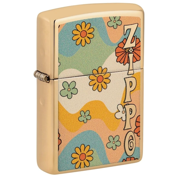 Zippo Flower Power Design High Polish Brass Pocket Lighter 1 Zippo Flower Power Design High Polish Brass Pocket Lighter